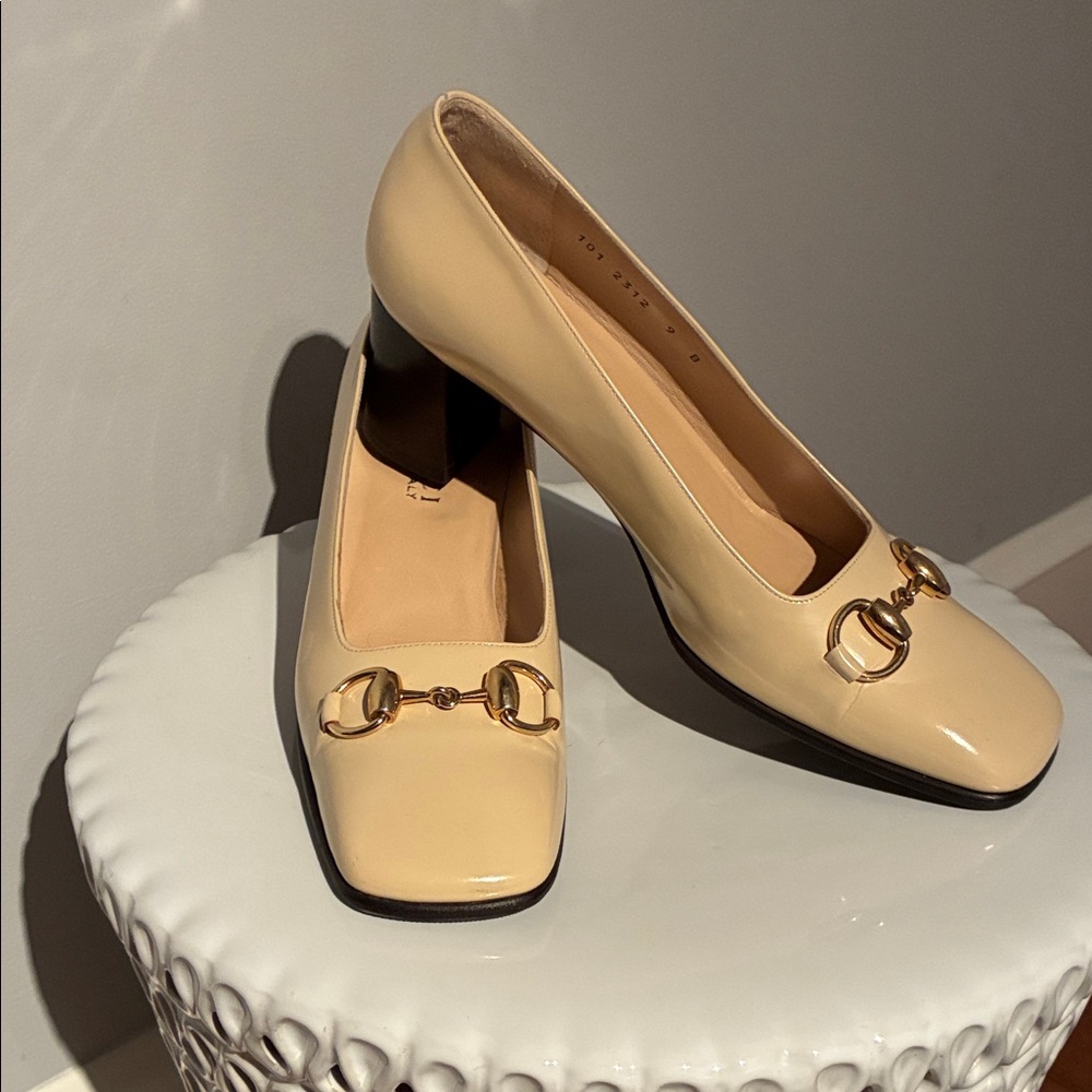 Gucci Horsebit Cream Heels
